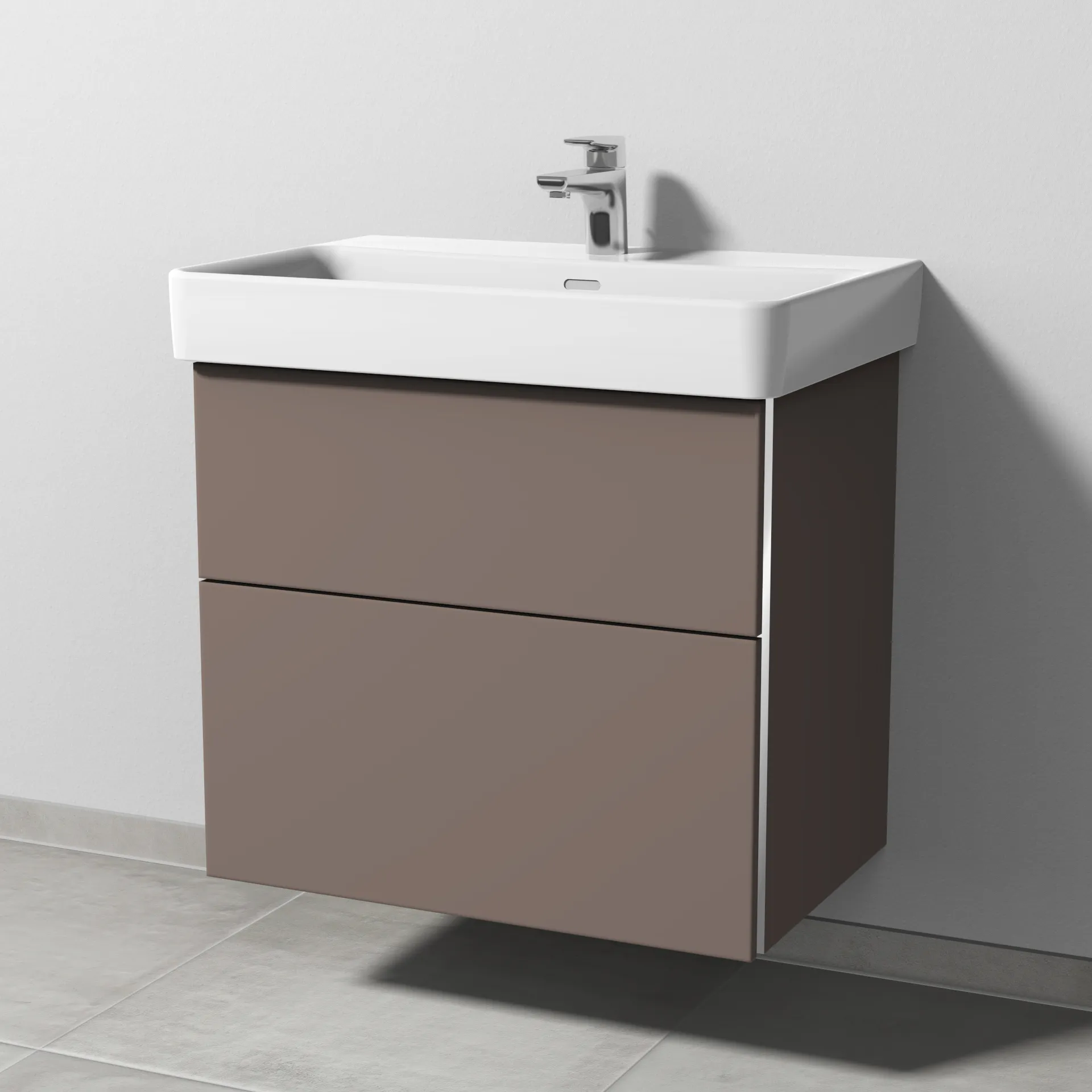 Sanipa Waschtischunterschrank „3way“ passend zu Keramik-Waschtische Pro S von Laufen 650 × 593 × 437 mm in Taupe (matt), Becken mittig Sanipa Waschtischunterschrank „3way“ passend zu Keramik-Waschtische Pro S von Laufen 650 × 593 × 437 mm in Taupe (matt), Becken mittig