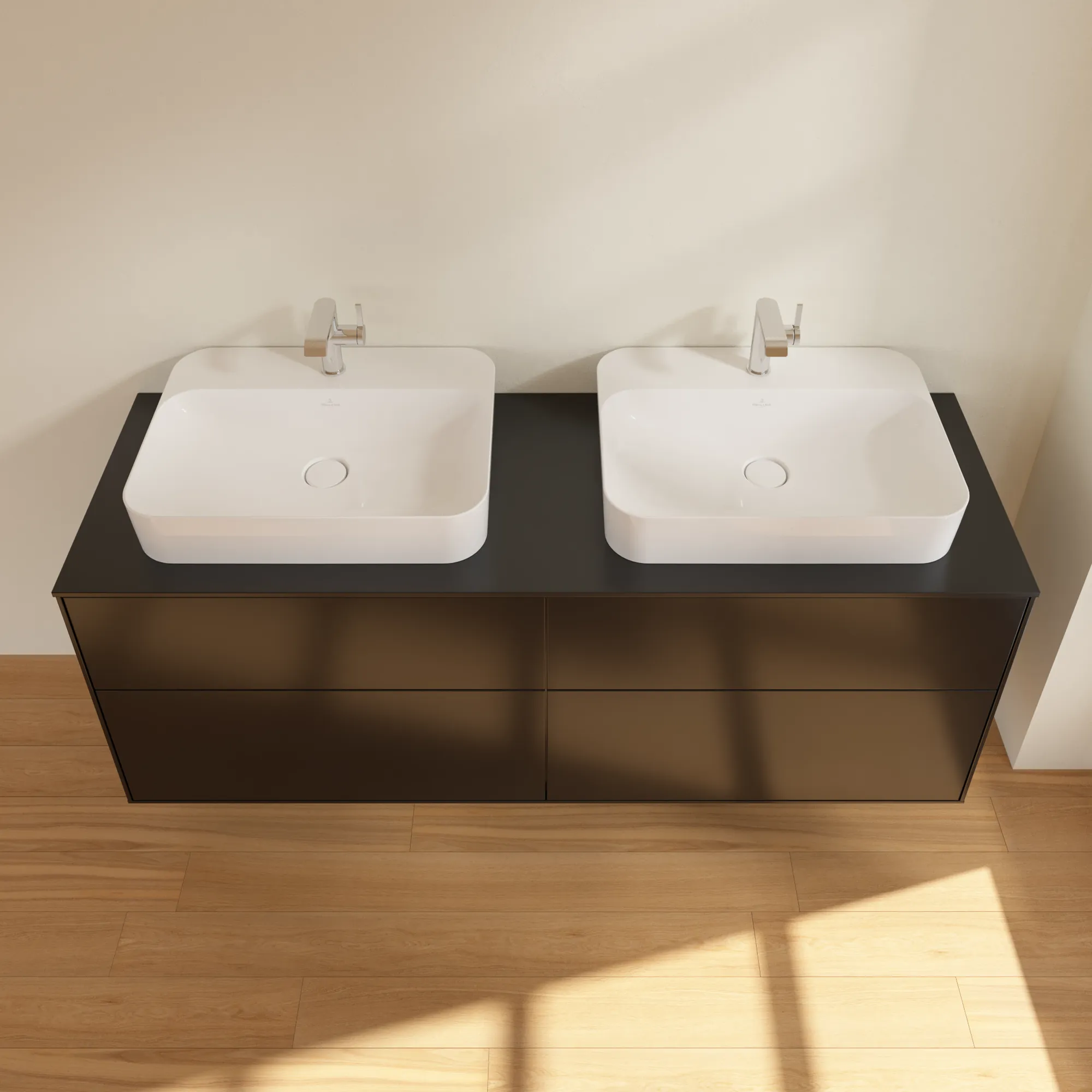 Villeroy & Boch Waschtischunterschrank „Finion“ für Schrankwaschtisch 1600 × 603 × 501 mm Black Matt Lacquer, für links und rechts