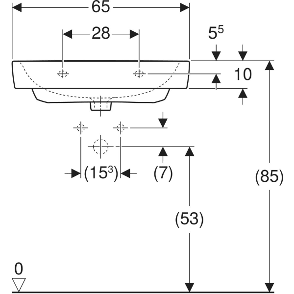 Wandwaschtisch „Renova Plan“, rechteckig 65 × 48 cm in weiß alpin Wandwaschtisch „Renova Plan“, rechteckig 65 × 48 cm in weiß alpin