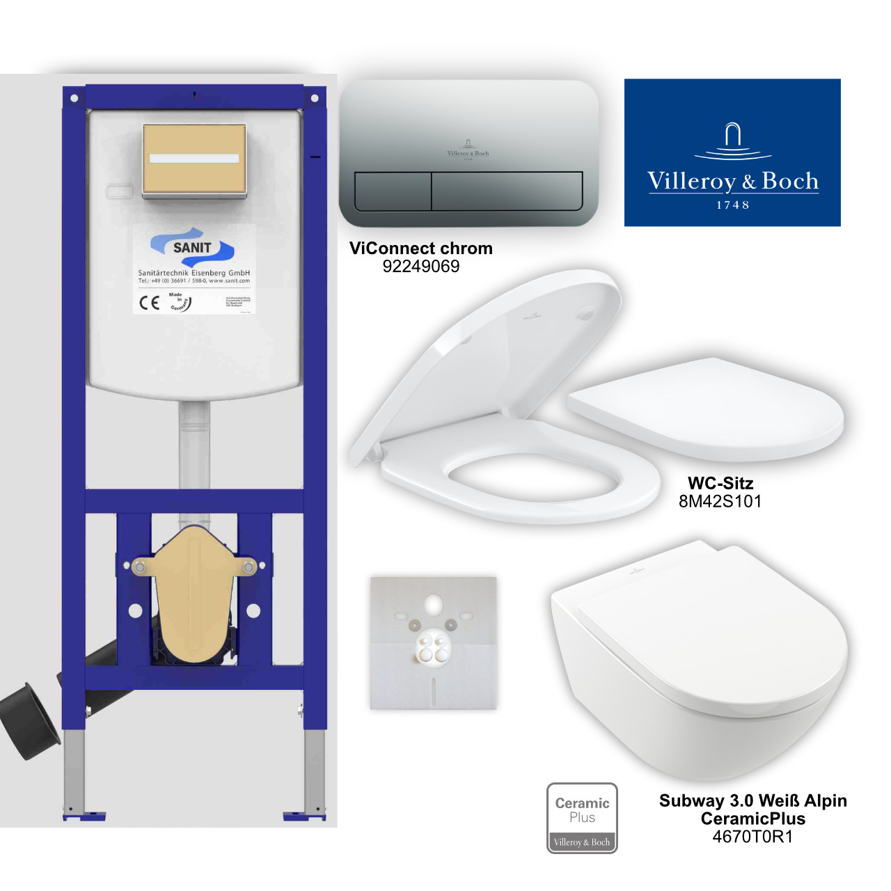 Set-Subway 3.0 WC CeramicPlus TwistFlush + WC-Sitz weiß, ViConnect E „Subway 3.0“