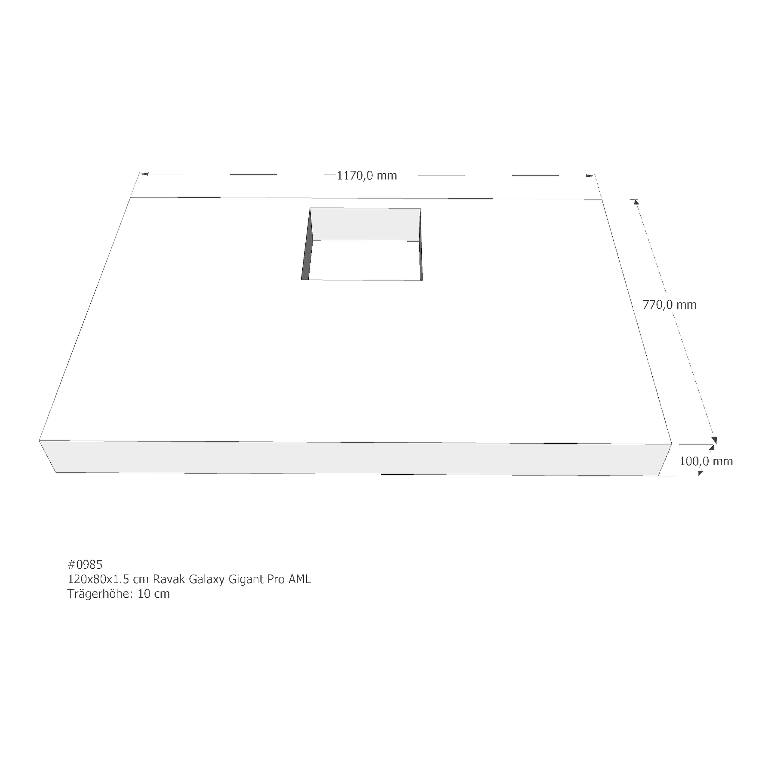 Duschwannenträger für Ravak Galaxy Gigant Pro 120 × 80 × 1,5 cm