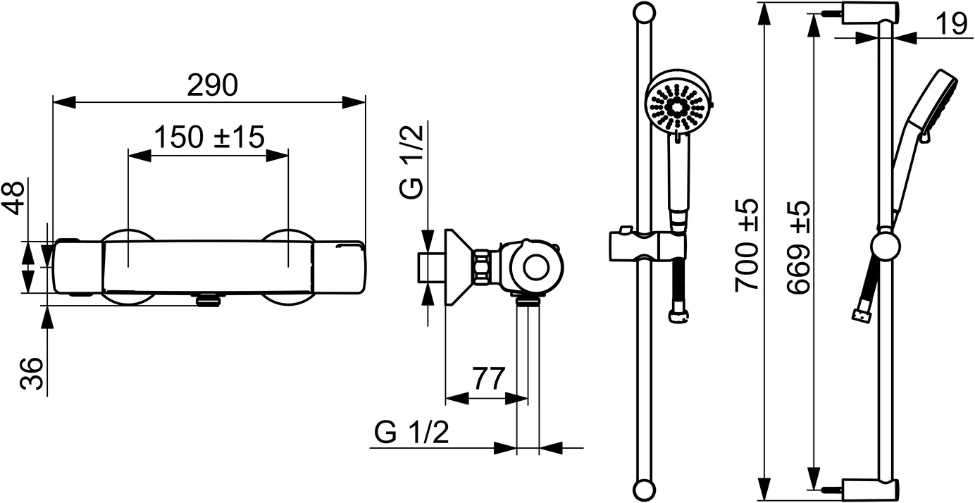 HansaBASIC Duscharmatur HansaBASIC 5515 3-strahlig DN15 Chrom