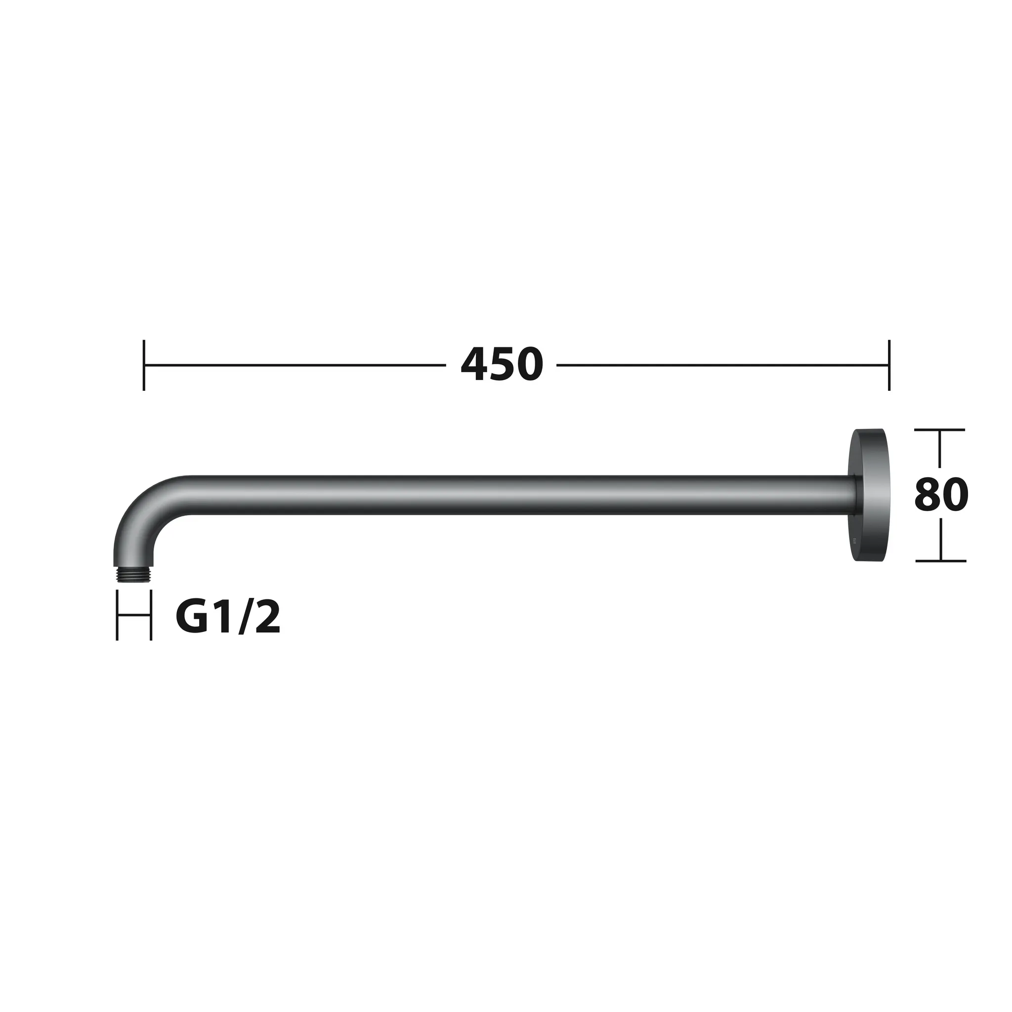 KEUCO Brausearm Wandmontage rund 450 mm Schwarzchrom gebürstet KEUCO Brausearm Wandmontage rund 450 mm Schwarzchrom gebürstet