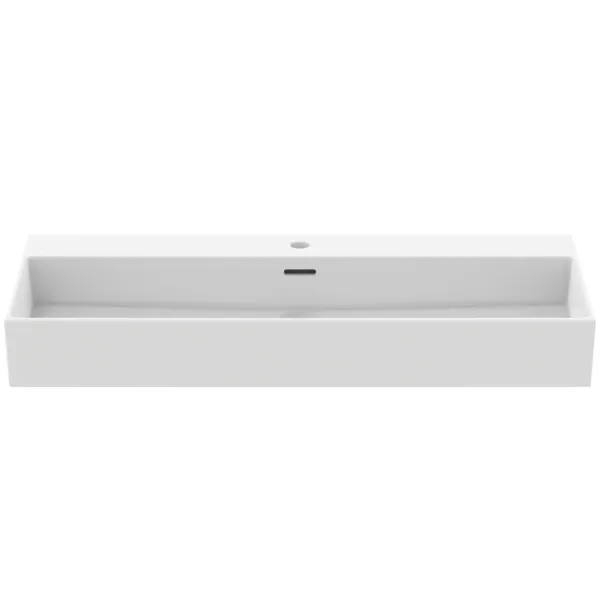 Waschbecken „Extra“ 100 × 45 × 15 cm, Hahnlochposition mittig in Seidenweiß Waschbecken „Extra“ 100 × 45 × 15 cm, Hahnlochposition mittig in Seidenweiß
