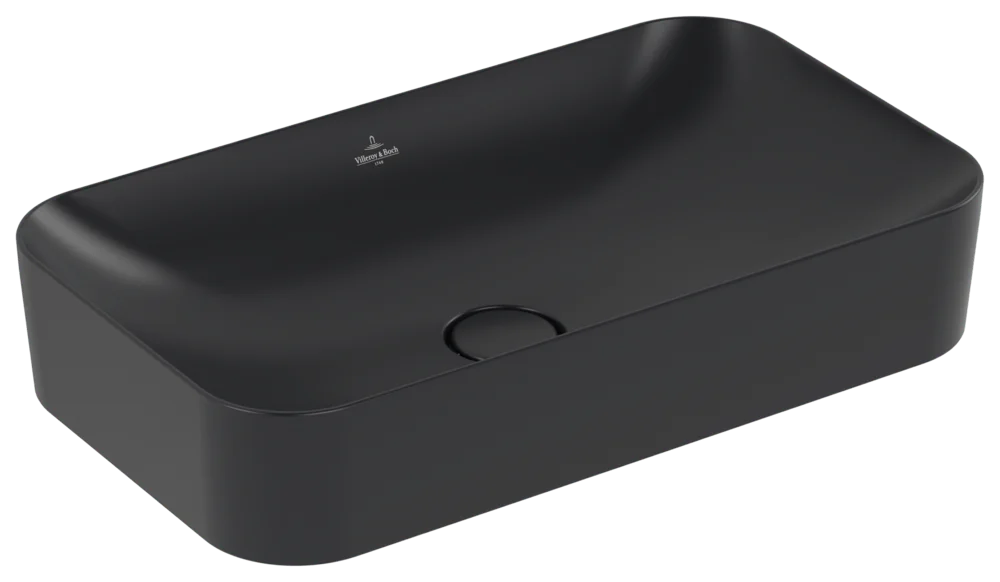 Villeroy & Boch Aufsatzwaschbecken Finion Pure Black CeramicPlus, 600x350x115 mm, TitanCeram, matt, ohne Überlauf Villeroy & Boch Aufsatzwaschbecken Finion Pure Black CeramicPlus, 600x350x115 mm, TitanCeram, matt, ohne Überlauf