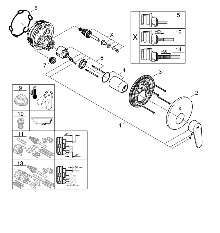 Einhand-Wannenbatterie Eurodisc Cosmopolitan 24056_2, Fertigmontageset für Rapido SmartBox, chrom