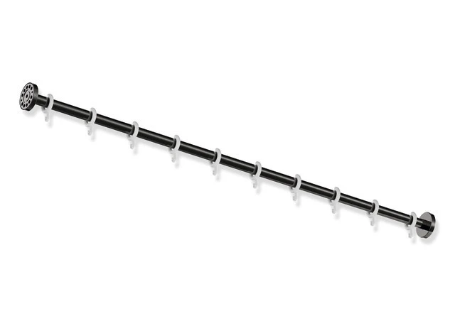 Vorhangstange, Edelstahl, PVD, Länge 1219 mm, kürzbar, Stangendurchmesser 25 mm, mit 10 Vorhangringen aus POM, in Farbe CK (messing glänzend)