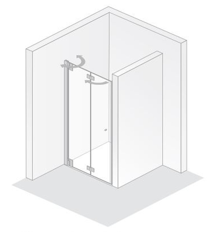 HSK Duschtür Drehfalttür Nische pendelbar „K2P“ Glas Carré, Profile Chromoptik (Alu Hochglanz poliert), H: 2000 mm HSK Duschtür Drehfalttür Nische pendelbar „K2P“ Glas Carré, Profile Chromoptik (Alu Hochglanz poliert), H: 2000 mm