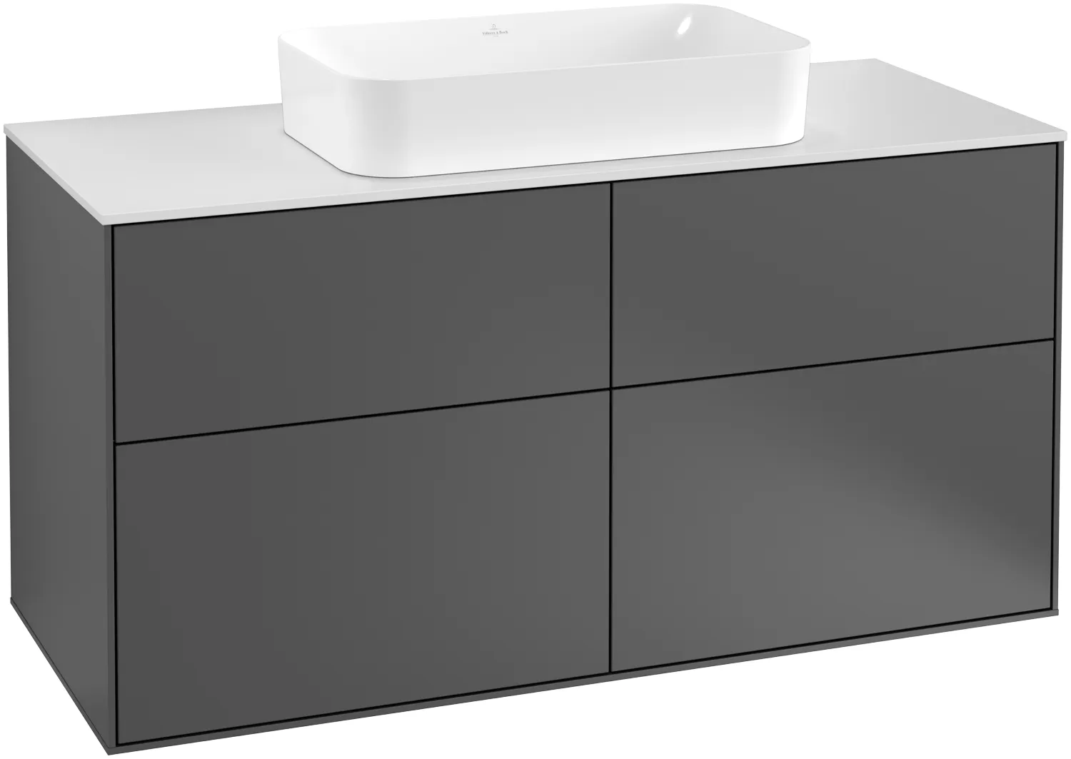 Villeroy & Boch Waschtischunterschrank „Finion“ für Schrankwaschtisch 1200 × 603 × 501 mm Anthracite Matt Lacquer, für Becken mittig, ohne Hahnlochbohrung Villeroy & Boch Waschtischunterschrank „Finion“ für Schrankwaschtisch 1200 × 603 × 501 mm Anthracite Matt Lacquer, für Becken mittig, ohne Hahnlochbohrung