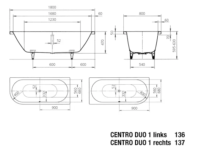 Kaldewei Badewanne „Centro Duo 1“ eck, asymmetrisch rechteck 180 × 80 cm, links mit Überlaufbohrung, in warm grey 60 Kaldewei Badewanne „Centro Duo 1“ eck, asymmetrisch rechteck 180 × 80 cm, links mit Überlaufbohrung, in warm grey 60