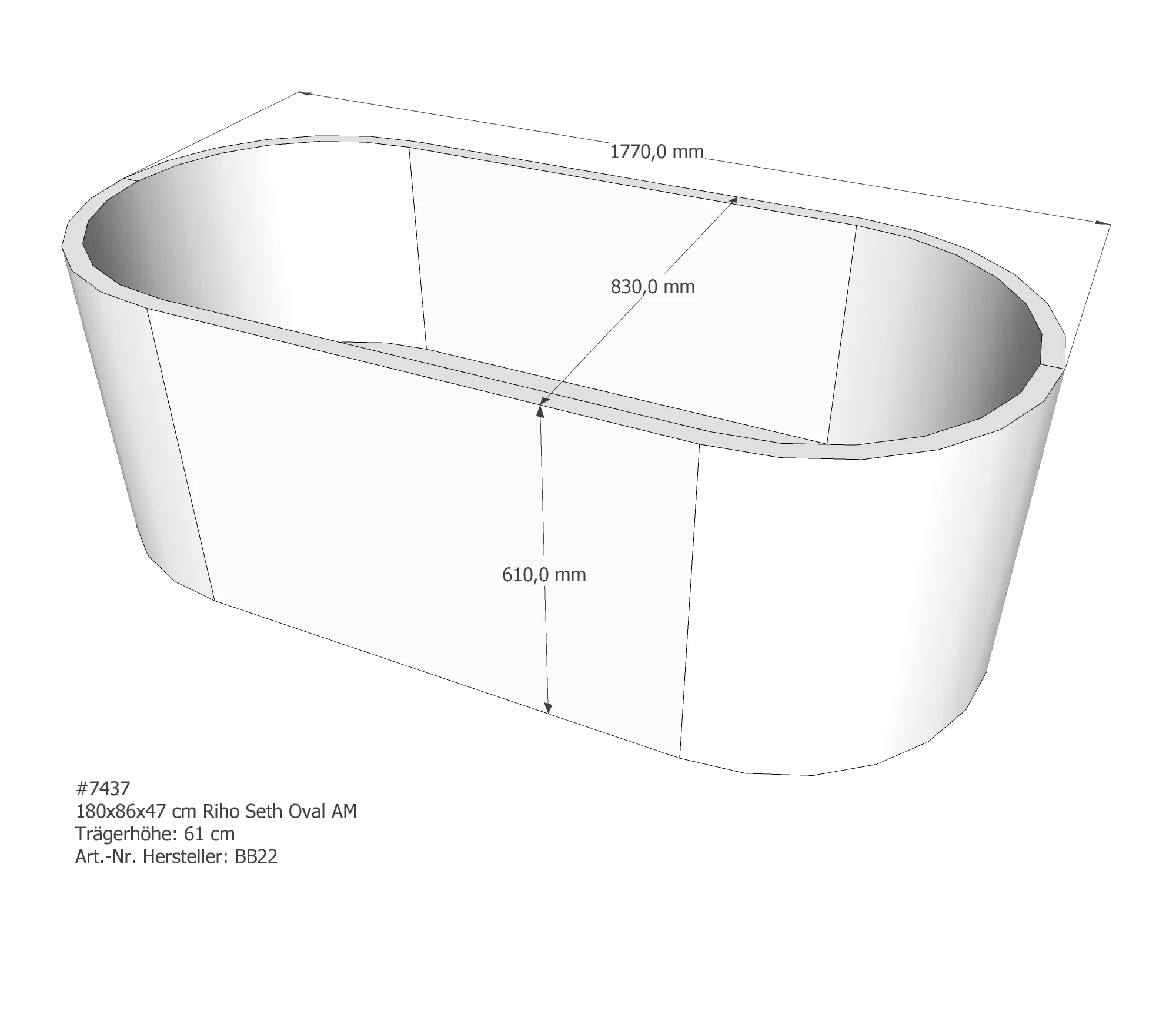 Badewannenträger passend für Riho Seth 180 × 86 × 47 cm Badewannenträger passend für Riho Seth 180 × 86 × 47 cm