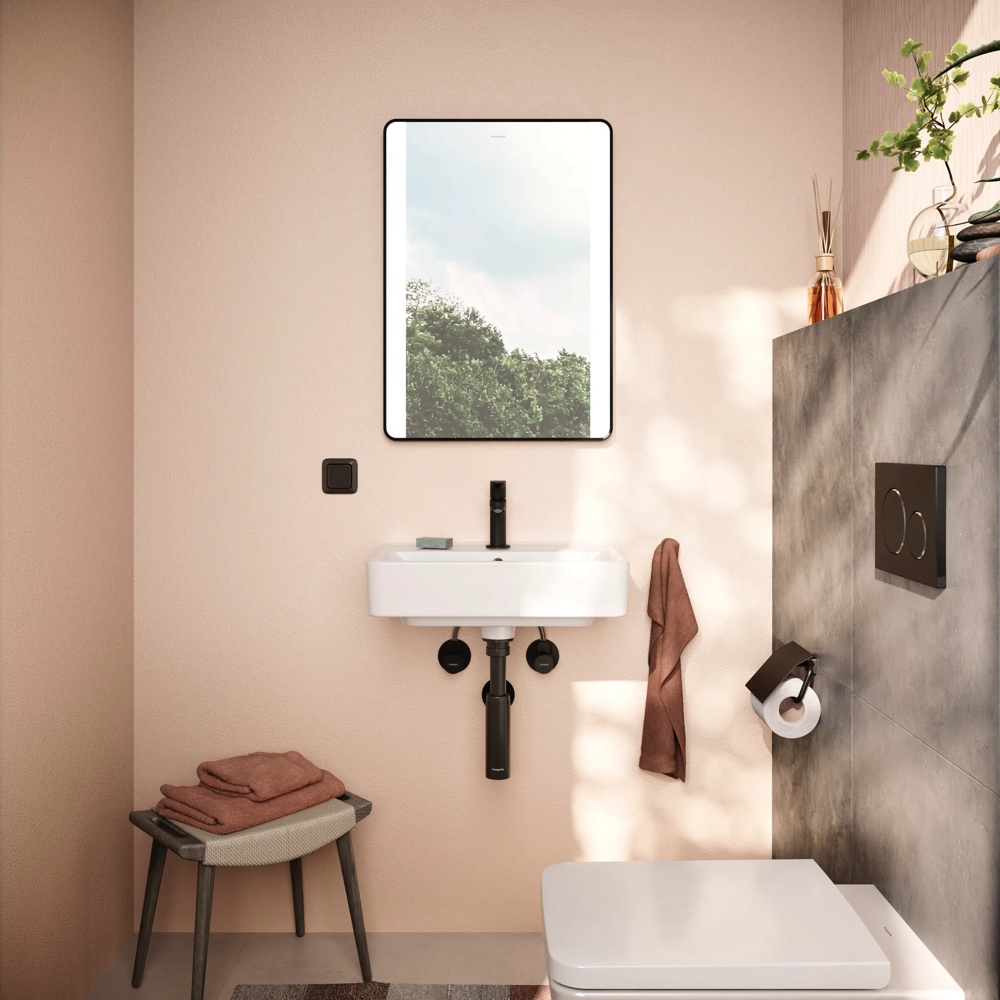 Hansgrohe Spiegel „Xarita Lite Q“ in Mattschwarz Hansgrohe Spiegel „Xarita Lite Q“ in Mattschwarz