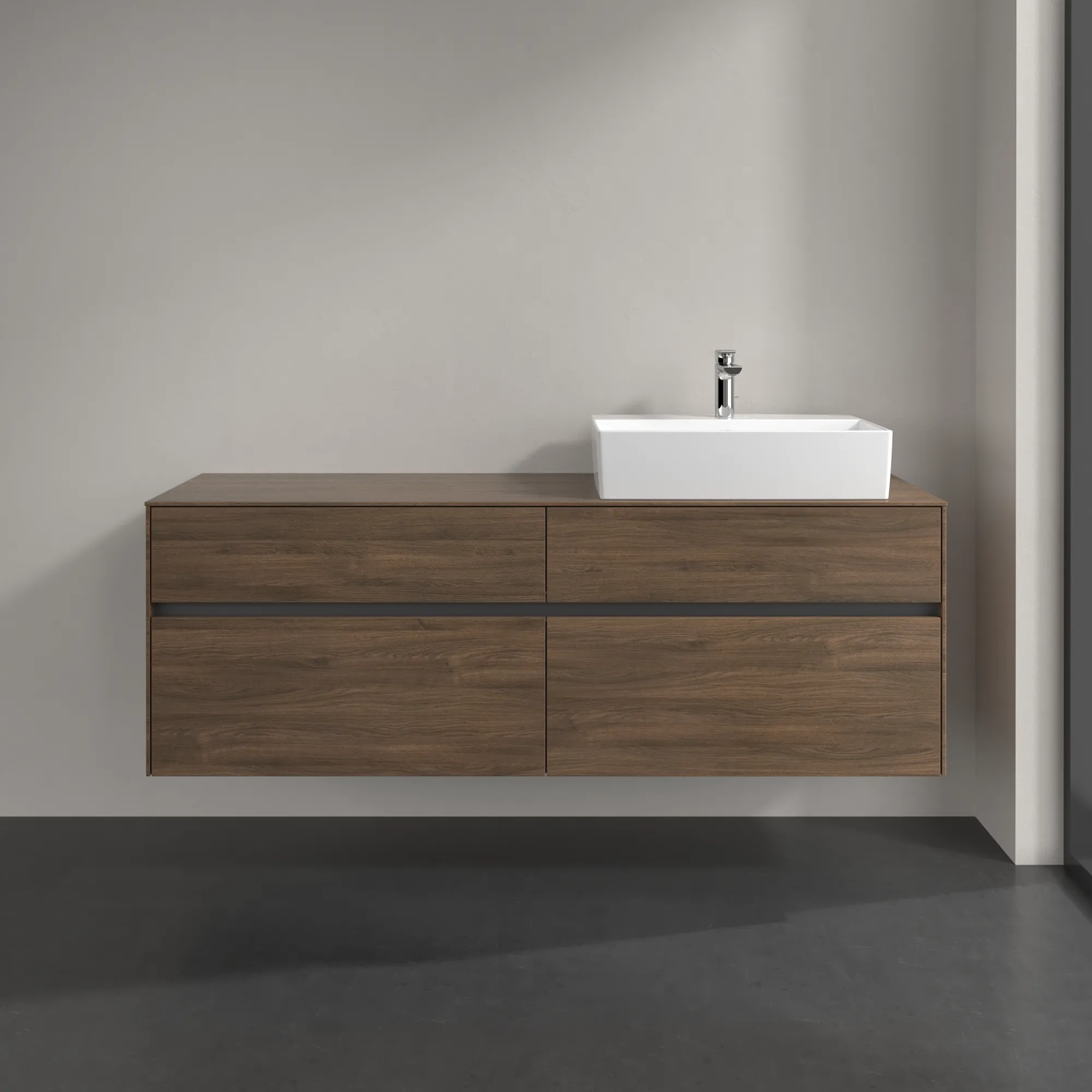 Villeroy & Boch Waschbeckenunterschrank Collaro Arizona Oak, 1600x548x500 mm, Eckig mit SoftClosing, 4 Auszüge