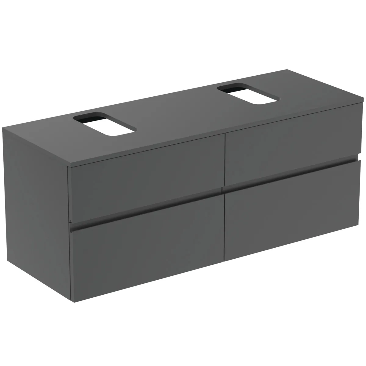 Ideal Standard Waschtischunterschrank Finesse Anthrazit matt 1402x505x558 mm 4 Schubladen mit Softclose-Mechanismus