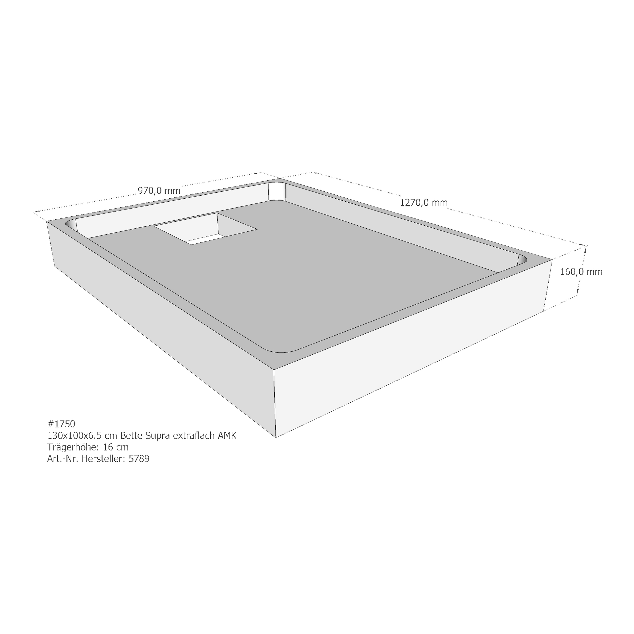 Duschwannenträger Bette BetteSupra (extraflach) 130x100x6,5 cm AMK210