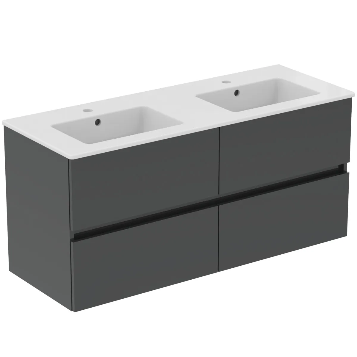 Möbelpaket Eurovit+ mit Waschtisch 121cm Weiß und Unterschrank 120cm 4 Auszüge Hochglanz grau lackiert