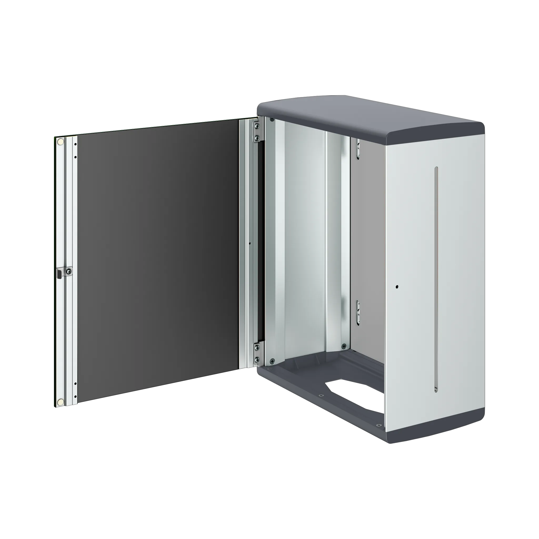 Collection Moll Papiertuchspender mit Spiegeltür Anschlag links silber-eloxiert/anthrazit Collection Moll Papiertuchspender mit Spiegeltür Anschlag links silber-eloxiert/anthrazit