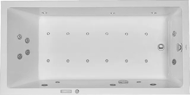Duravit Whirlwanne „Starck“ rechteck 1800 × 900 mm, Fußablauf mit Combi-System E, in Weiß Duravit Whirlwanne „Starck“ rechteck 1800 × 900 mm, Fußablauf mit Combi-System E, in Weiß