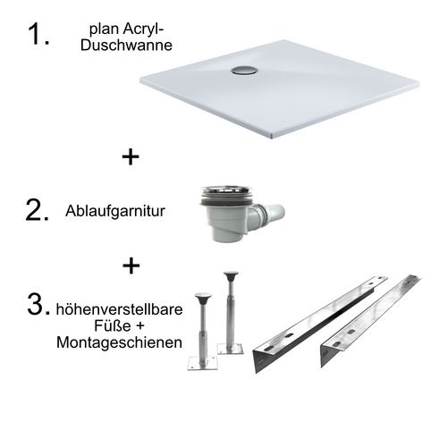 HSK quadrat Acryl-Duschwanne „plan“ 90 × 90 cm 