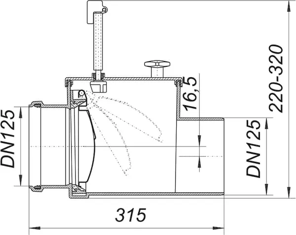 Rückstauverschluss Stausafe H, DN 125