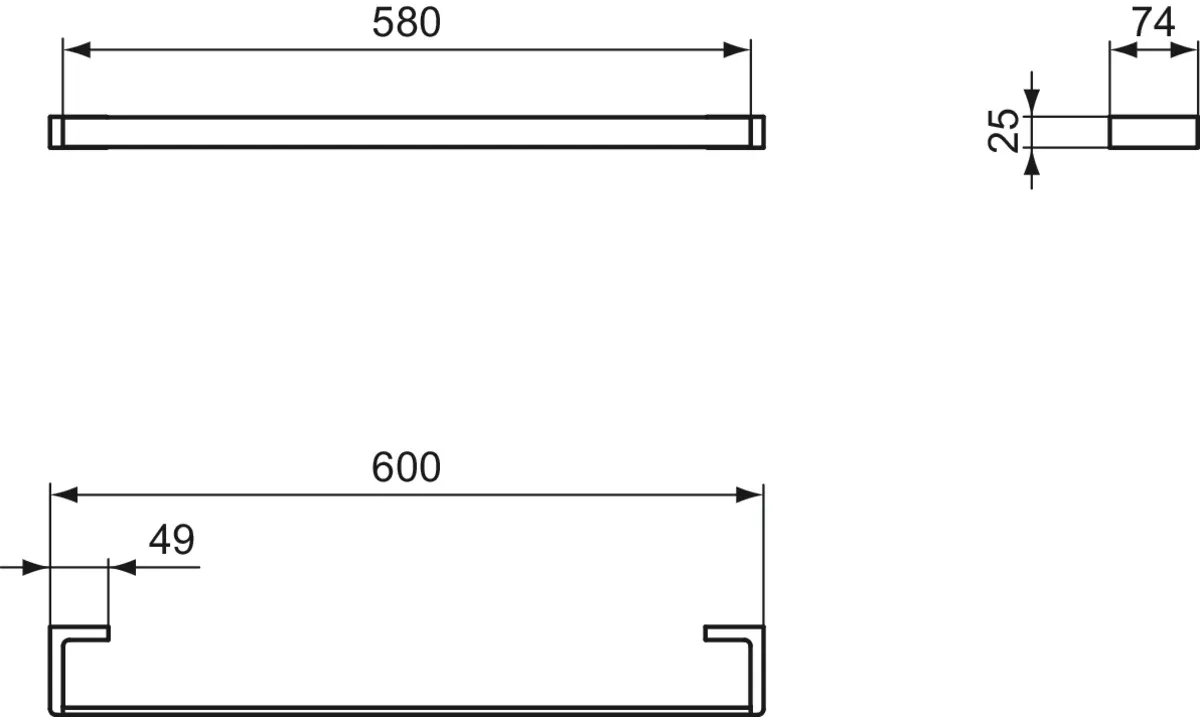 Handtuchstange Conca Cube, eckig, 600mm, Brushed Gold Handtuchstange Conca Cube, eckig, 600mm, Brushed Gold