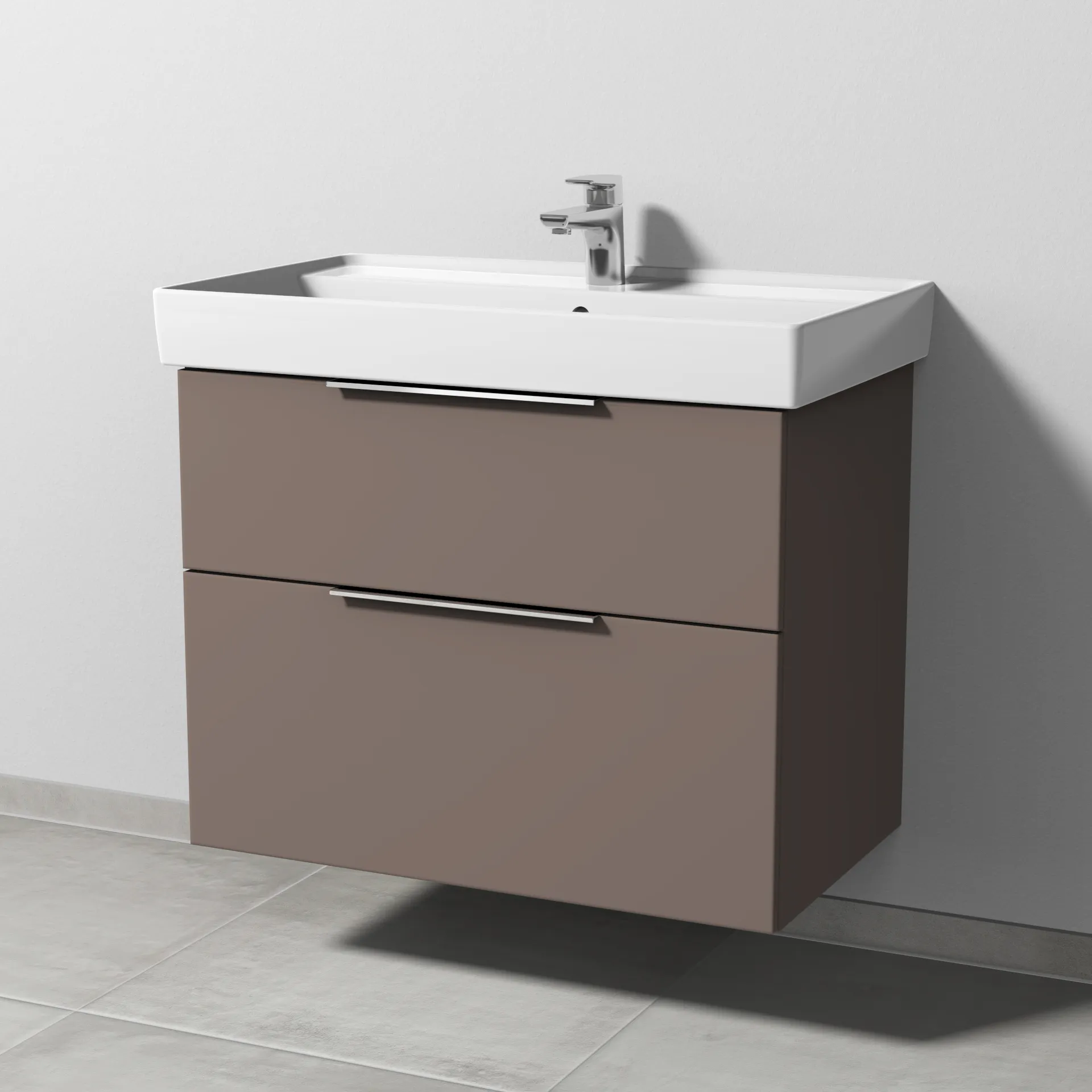 Sanipa Waschtischunterschrank „3way“ passend zu Keramik-Waschtische Collaro von Villeroy & Boch 750 × 588 × 447 mm in Taupe (matt)