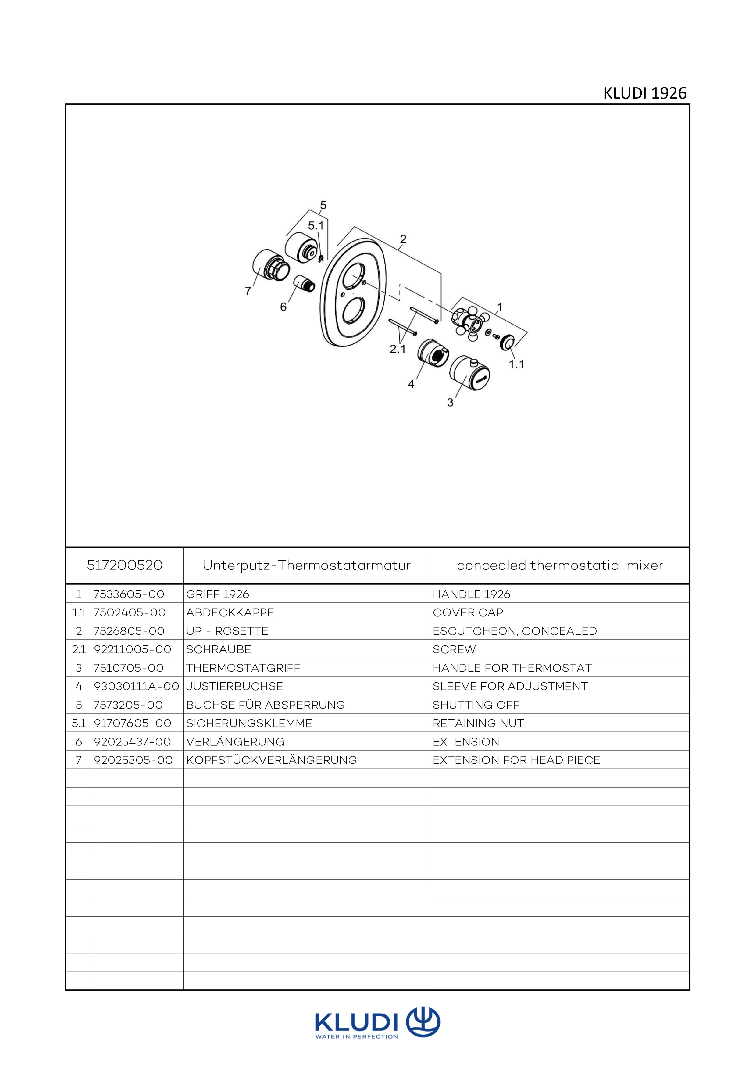 1926 UPThermostatarmatur UPFeinbauSet mit Absperrventil, chrom 1926 UPThermostatarmatur UPFeinbauSet mit Absperrventil, chrom