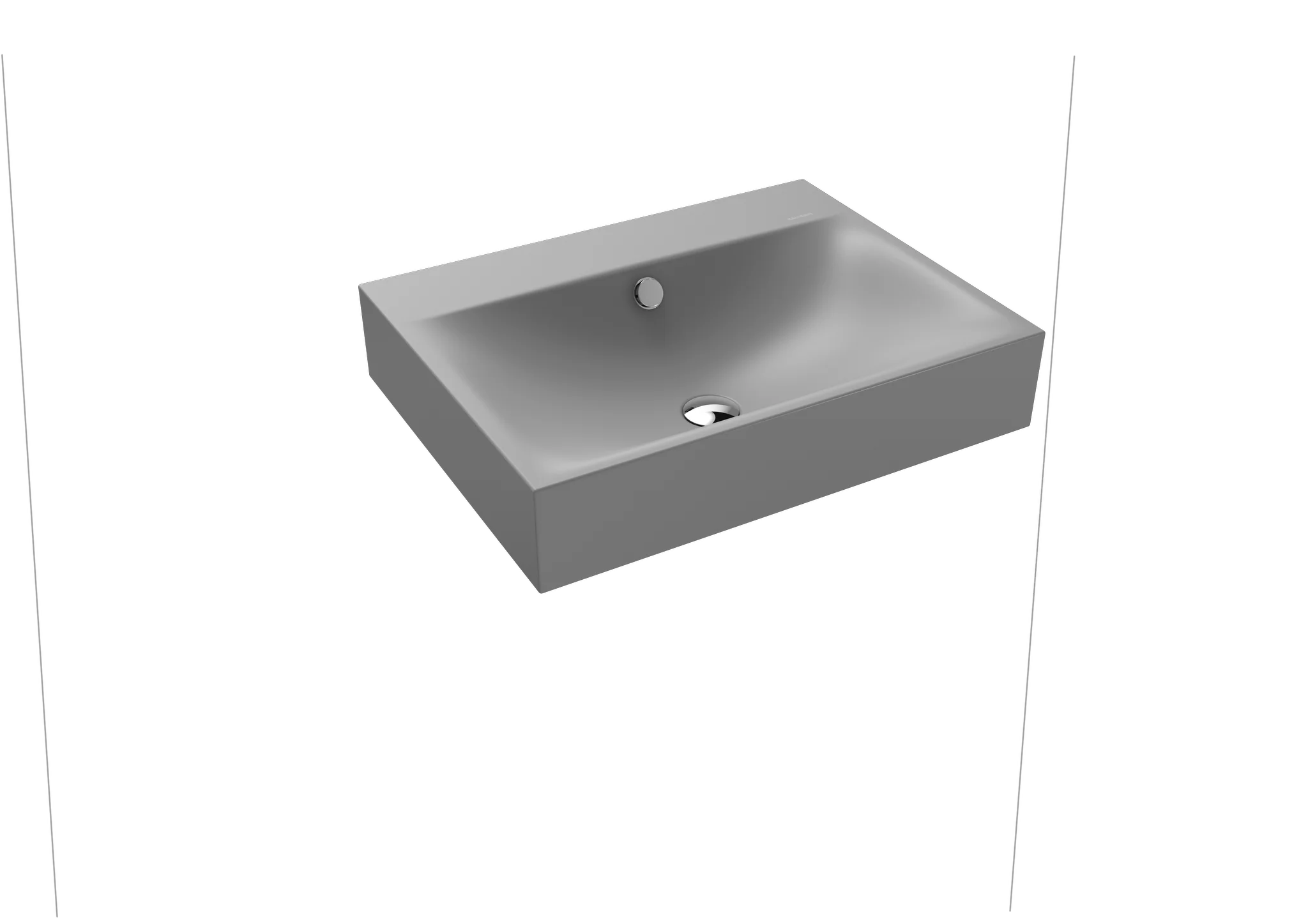Wandwaschtisch „Silenio“ 600 × 460 mm, ohne Hahnlochbohrung in cool grey 30, mit Perl-Effekt