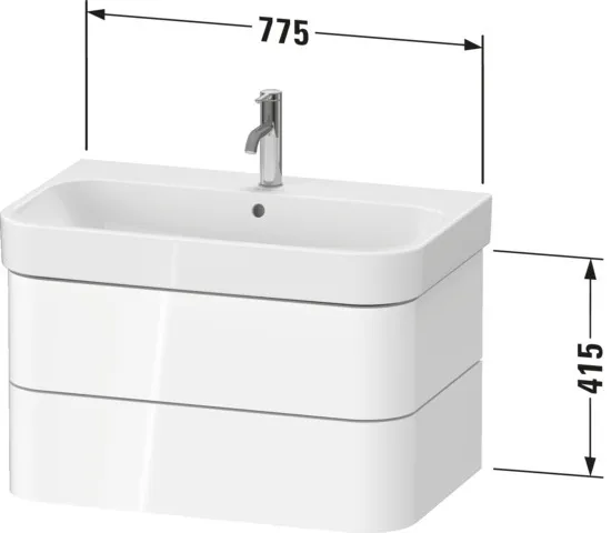 Duravit Waschtischunterschrank wandhängend „Happy D.2 Plus“ 77,5 × 41,5 × 49 cm Nachtblau Seidenmatt