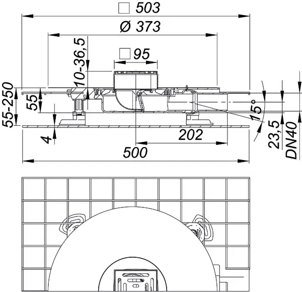 Schallschutzablauf CeraDrain Pure Plan, DN 40 100 x 100 mm Schallschutzablauf CeraDrain Pure Plan, DN 40 100 x 100 mm