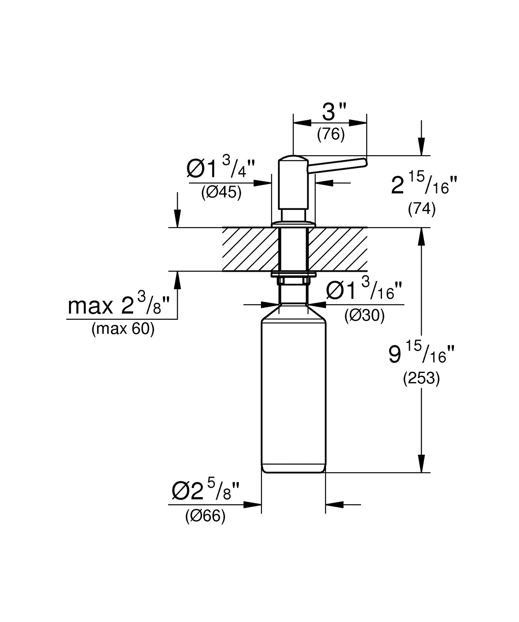Grohe Seifenspender, Befestigung verdeckt Grohe Seifenspender, Befestigung verdeckt