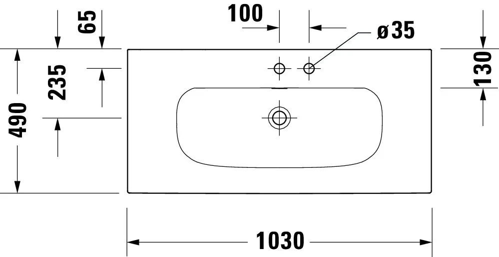 Möbelwaschtisch Viu 1030mm, Weiß mit ÜL, mit HLB, 1 HL