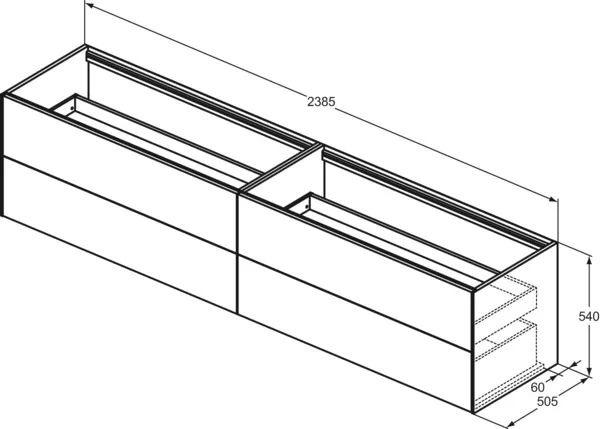 Ideal Standard Waschtischunterschrank „Conca“ 238,5 × 54 × 50,5 cm Anthrazit matt lackiert Ideal Standard Waschtischunterschrank „Conca“ 238,5 × 54 × 50,5 cm Anthrazit matt lackiert