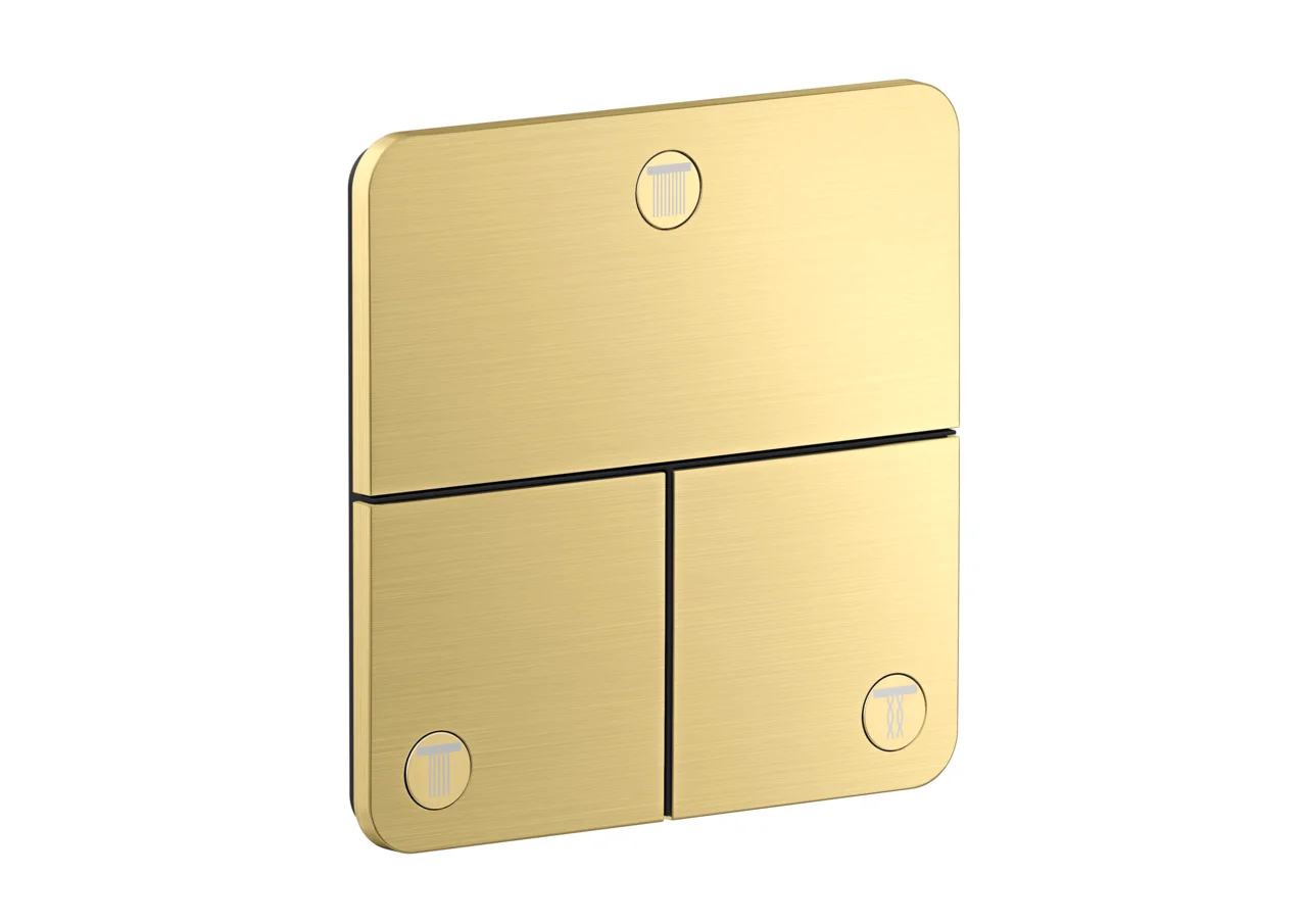 Hansgrohe AXOR ShowerSelect ID Absperrventil Unterputz, 3 Verbraucher, Brushed Brass, flache Rosette, mit Tasten Rain klein, Rain groß, Handbrause, Schwall und MonoRain Hansgrohe AXOR ShowerSelect ID Absperrventil Unterputz, 3 Verbraucher, Brushed Brass, flache Rosette, mit Tasten Rain klein, Rain groß, Handbrause, Schwall und MonoRain