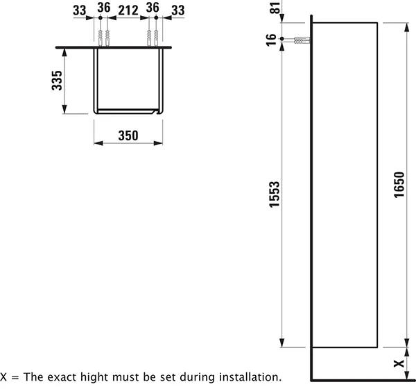 Laufen Hochschrank „BASE“ 350 × 1650 × 335 mm Weiß matt Laufen Hochschrank „BASE“ 350 × 1650 × 335 mm Weiß matt
