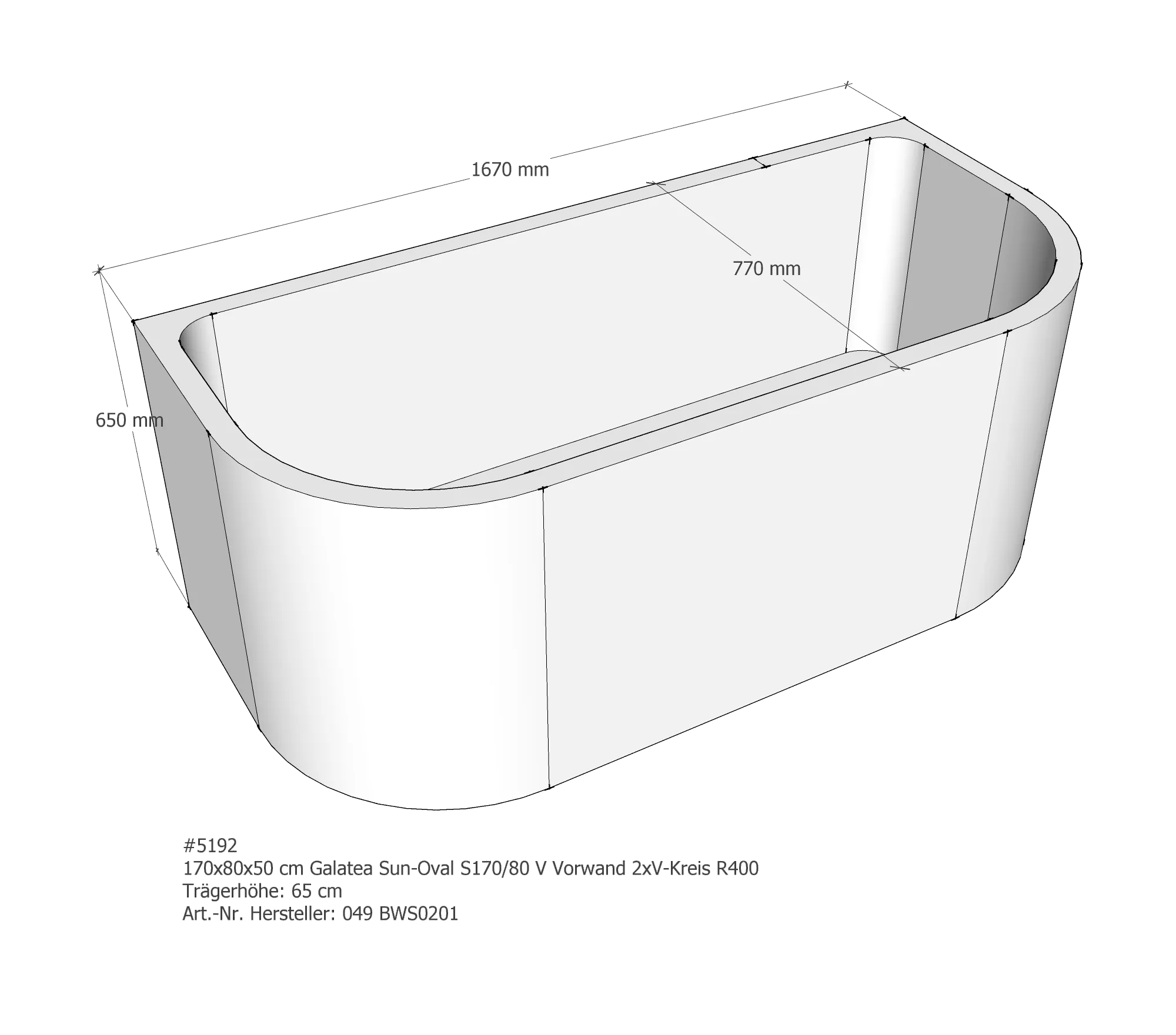 Badewannenträger passend für Galatea S 170/80 V 170 × 80 × 50 cm Badewannenträger passend für Galatea S 170/80 V 170 × 80 × 50 cm