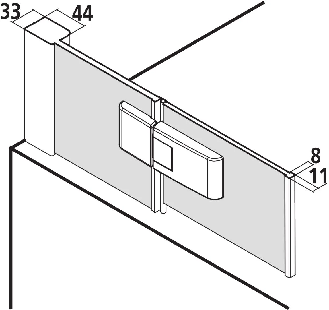 Kermi Duschdesign MENA ME DTR/L Pendelflügel mit Festfeld, Anschlag links, H 1500 mm, Gesamtbreite 780-800 mm, Silber Hochglanz