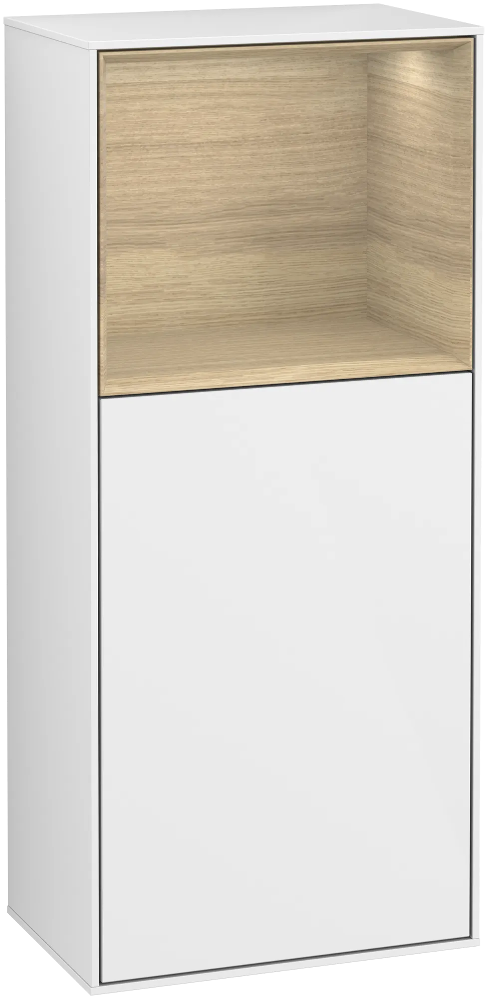 Villeroy & Boch Seitenschrank „Finion“ 41,8 × 93,6 cm 1 Tür, Anschlag links, mit Regalelement-Beleuchtung Anschlag links Villeroy & Boch Seitenschrank „Finion“ 41,8 × 93,6 cm 1 Tür, Anschlag links, mit Regalelement-Beleuchtung Anschlag links