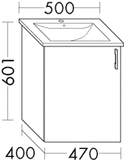 Waschtischunterschrank Sys30 PG1 Aqua von burgbad – 400 mm tief, 470 mm breit, 601 mm hoch, 1 Tür