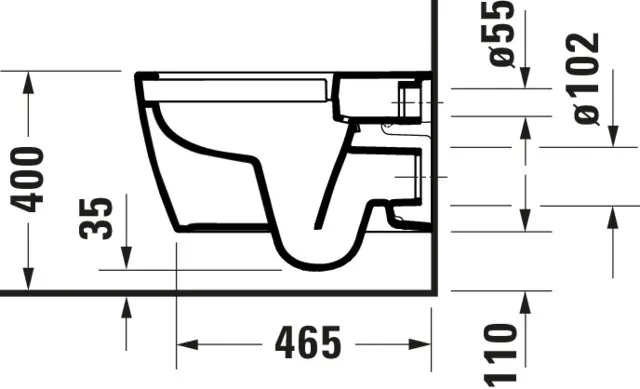 Wand-Tiefspül-WC „ME by Starck“ 37 × 36 × 54 cm in Weiß Hochglanz, Befestigung sichtbar Wand-Tiefspül-WC „ME by Starck“ 37 × 36 × 54 cm in Weiß Hochglanz, Befestigung sichtbar
