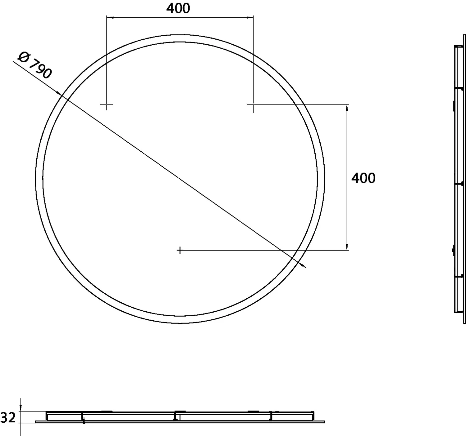 LED-Lichtspiegel pure+ Durchmesser 790mm mit Spiegelheizung