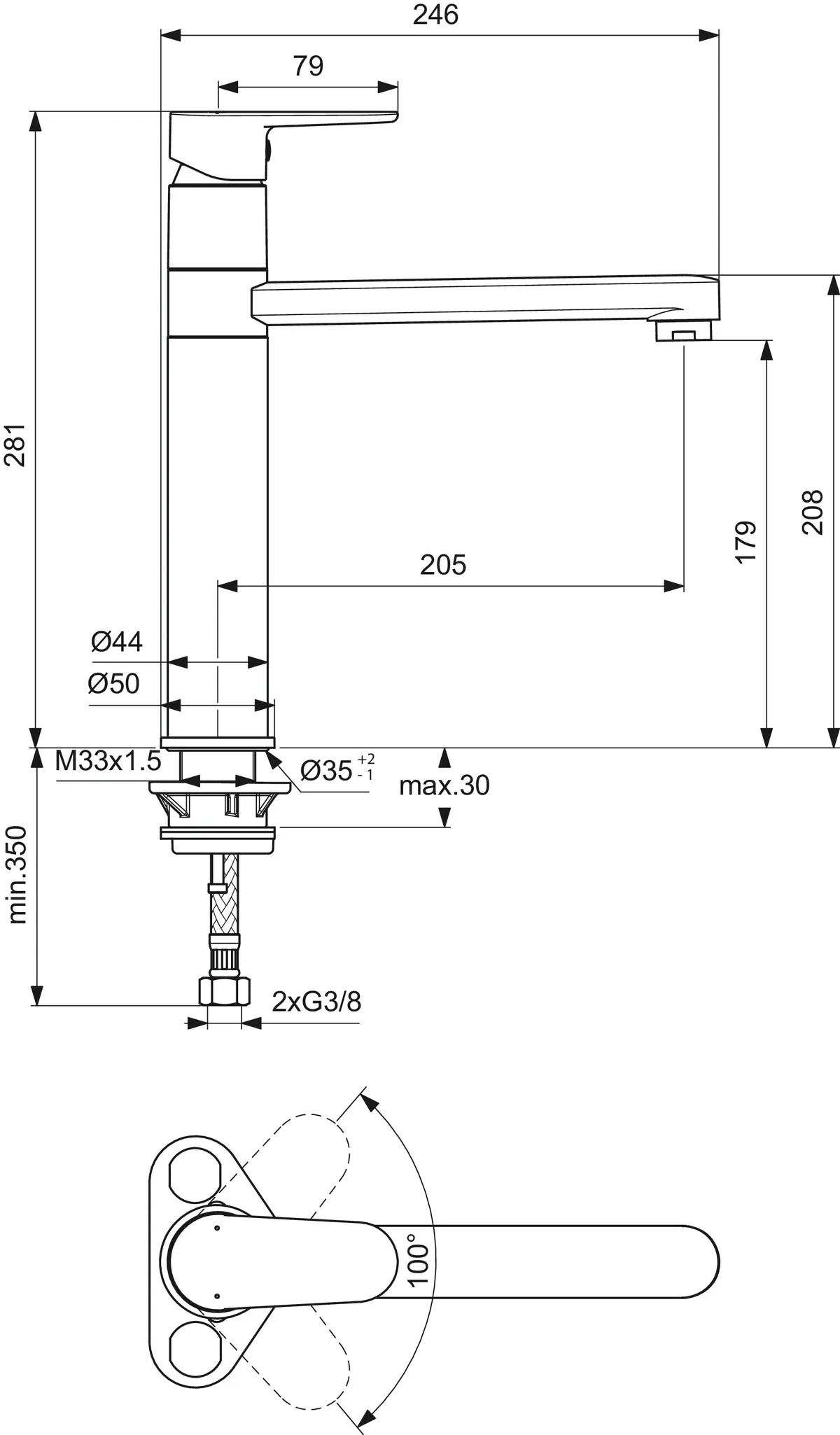 Küchenarmatur Cerafine O, H180, mit hohem Rohrauslauf, Ausladung 205 mm, Chrom Küchenarmatur Cerafine O, H180, mit hohem Rohrauslauf, Ausladung 205 mm, Chrom