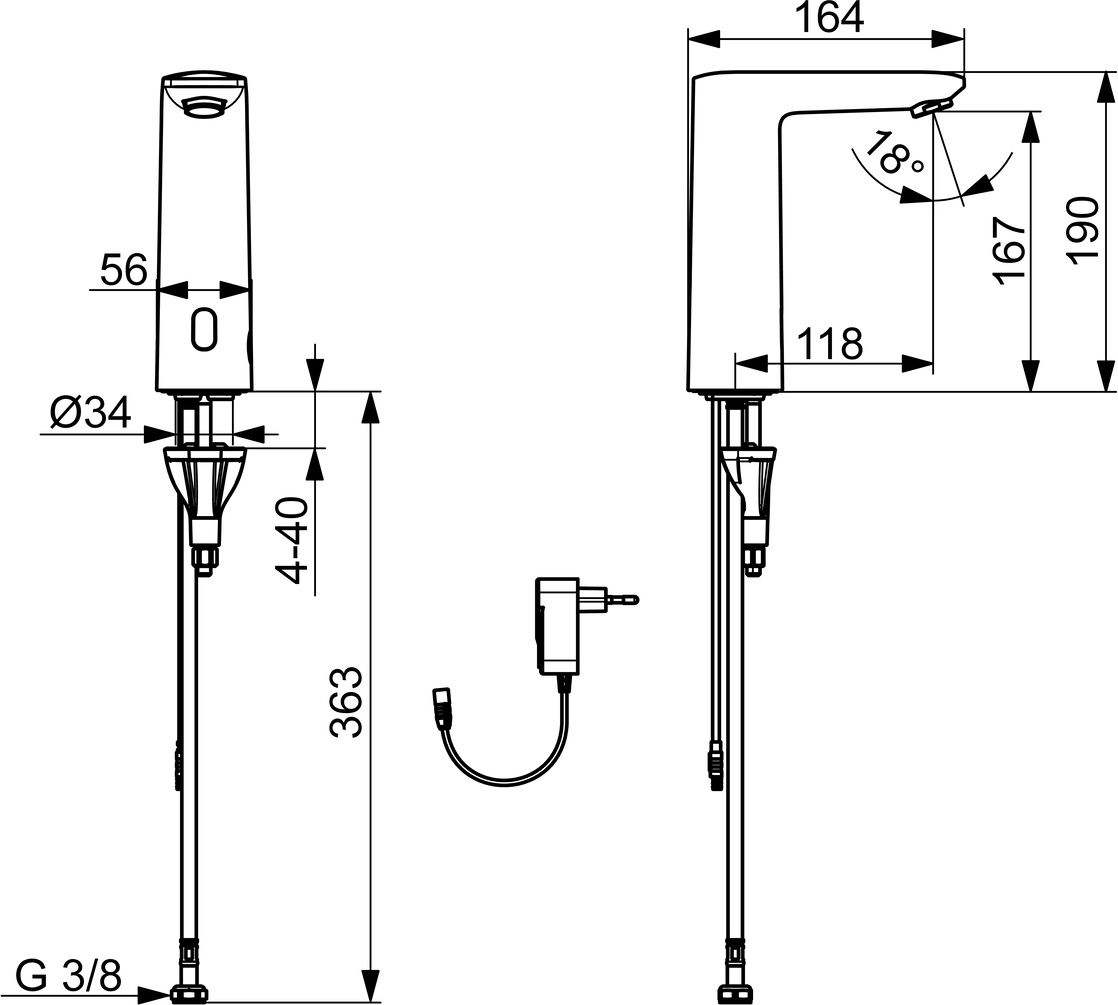 Hansa Waschtischarmatur, elektronisch „Electra“ Ausladung 118 mm in Chrom Hansa Waschtischarmatur, elektronisch „Electra“ Ausladung 118 mm in Chrom