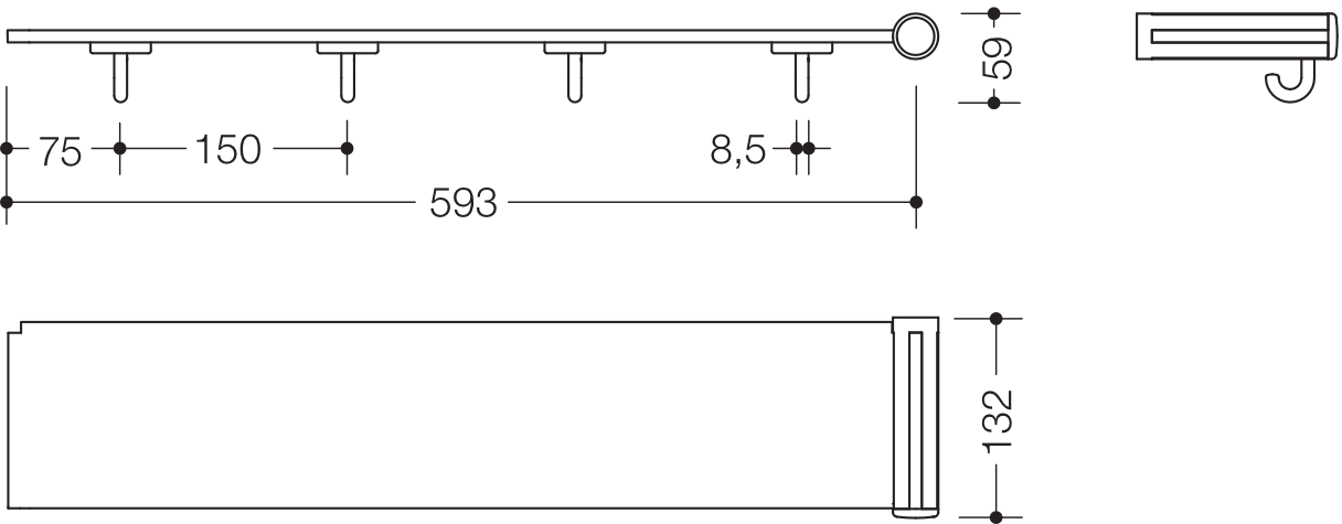 HEWI Ablage in 60,8 cm