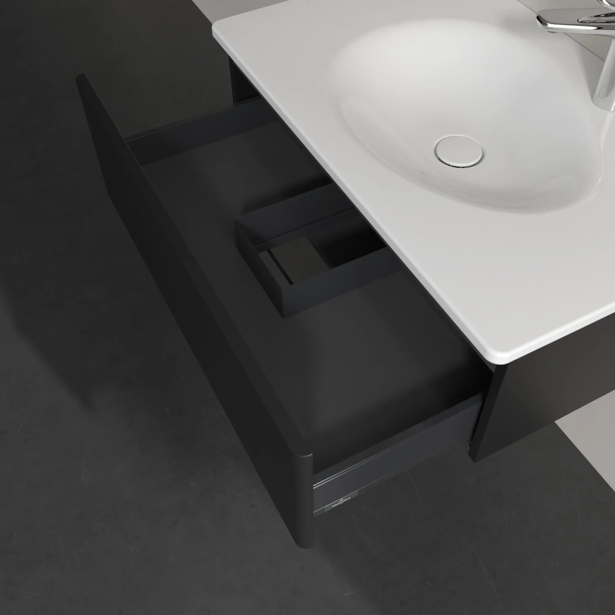 Villeroy & Boch Waschbeckenunterschrank Antao K01, eckig, Black Matt Lacquer, 788 x 256 x 496 mm, Höhe 256 mm, Wanneneinbaumaß 788 mm