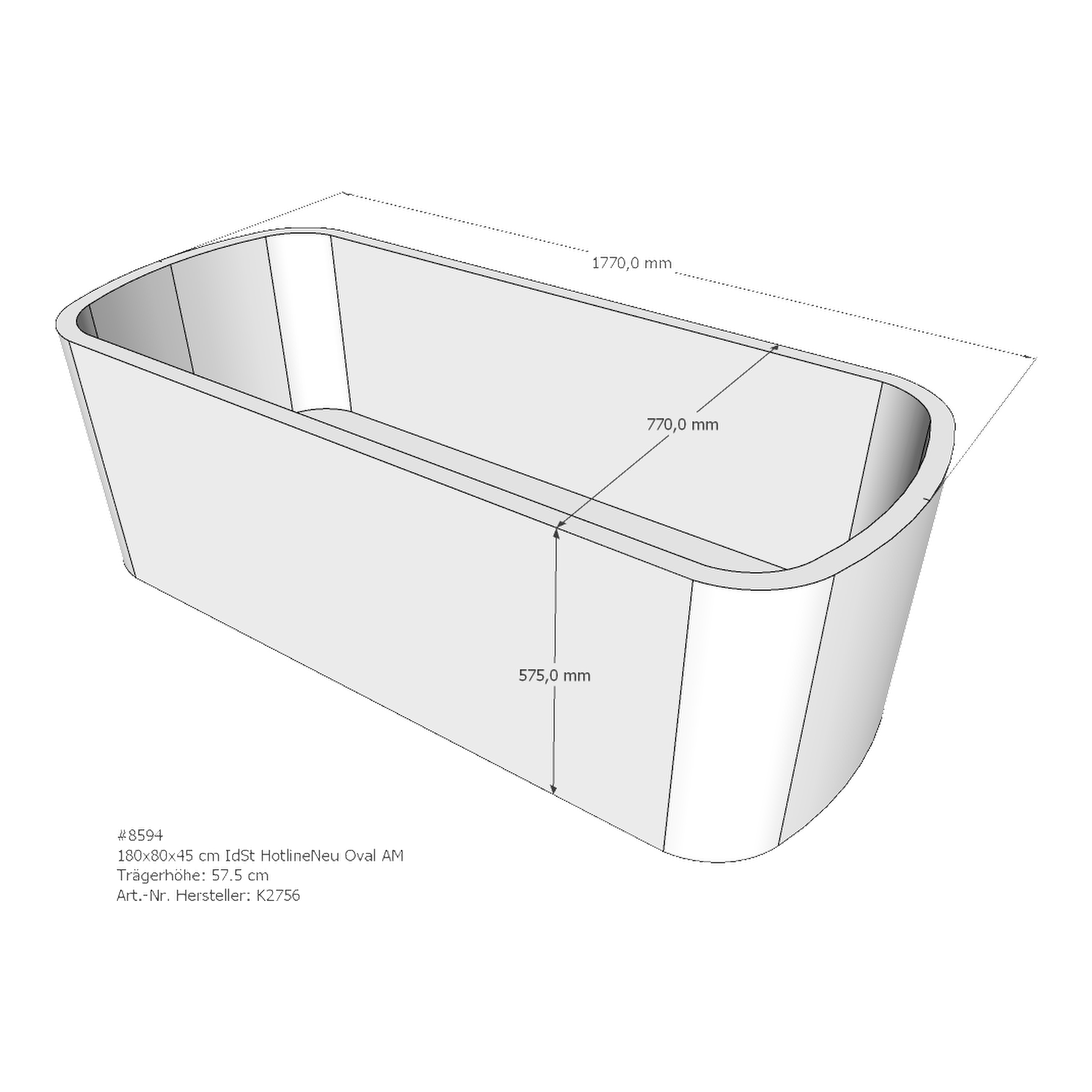 Badewannenträger für Ideal Standard HotlineNeu 180 × 80 × 45 cm