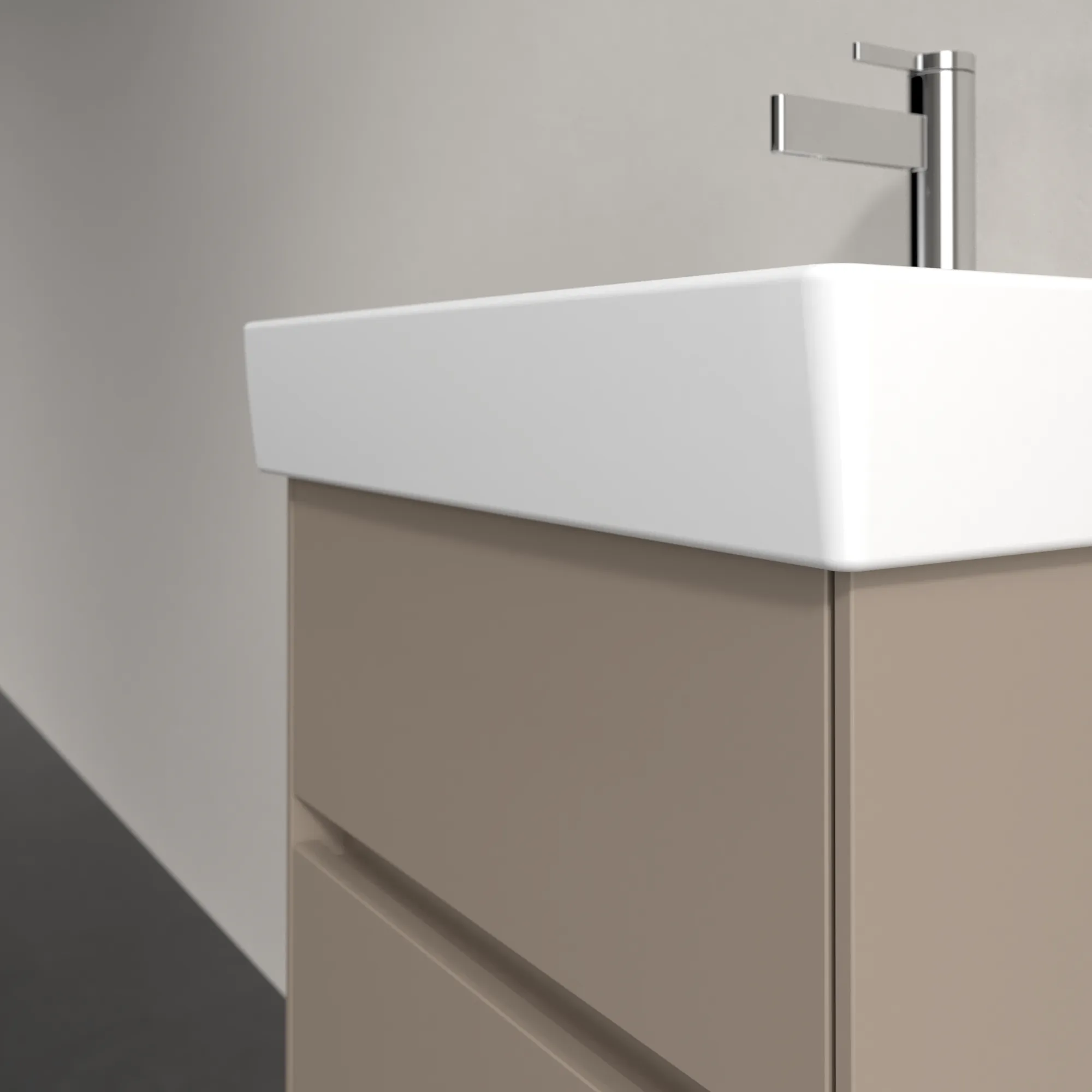 Villeroy & Boch Waschtischunterschrank „Collaro“ 460 × 546 × 374 mm Taupe, für Becken mittig, ohne Beleuchtung