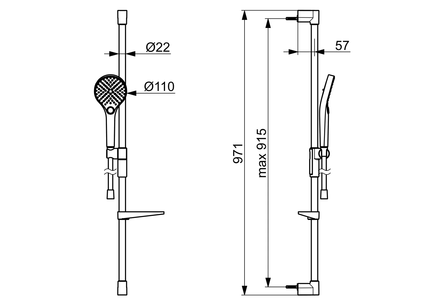 HansaVIVA Wandstangen-Brausenset Hansaviva 2023 Chrom 9 l/min HansaVIVA Wandstangen-Brausenset Hansaviva 2023 Chrom 9 l/min