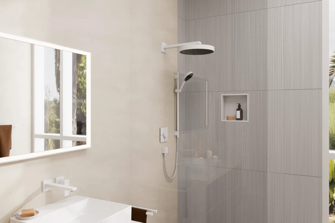 Hansgrohe ShowerSelect Comfort E Thermostat Unterputz, Mattweiß, 2 Verbraucher, einfache Installation, Sicherheitssperre bei 40°C