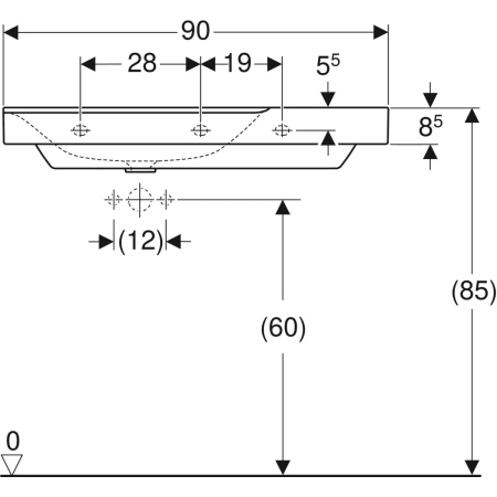 Wandwaschtisch mit Ablagefläche „Xeno2“, rechteckig, Ablagefläche rechts 90 × 48 cm in weiß alpin mit KeraTect® Wandwaschtisch mit Ablagefläche „Xeno2“, rechteckig, Ablagefläche rechts 90 × 48 cm in weiß alpin mit KeraTect®